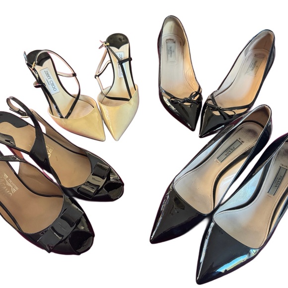 LOT - 4 size 39 Valentino,Prada,Jimmy Choo, Salvatore Ferragamo DESIGNER SHOES - Picture 1 of 10
